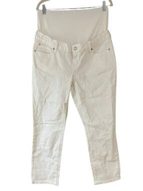 GAP Maternity White Jeans Stretch Panel Straight Leg